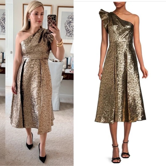 Antonio Melani Bridgett Jacquard One Shoulder Asymmetrical A-Line Dress - Picture 3 of 12